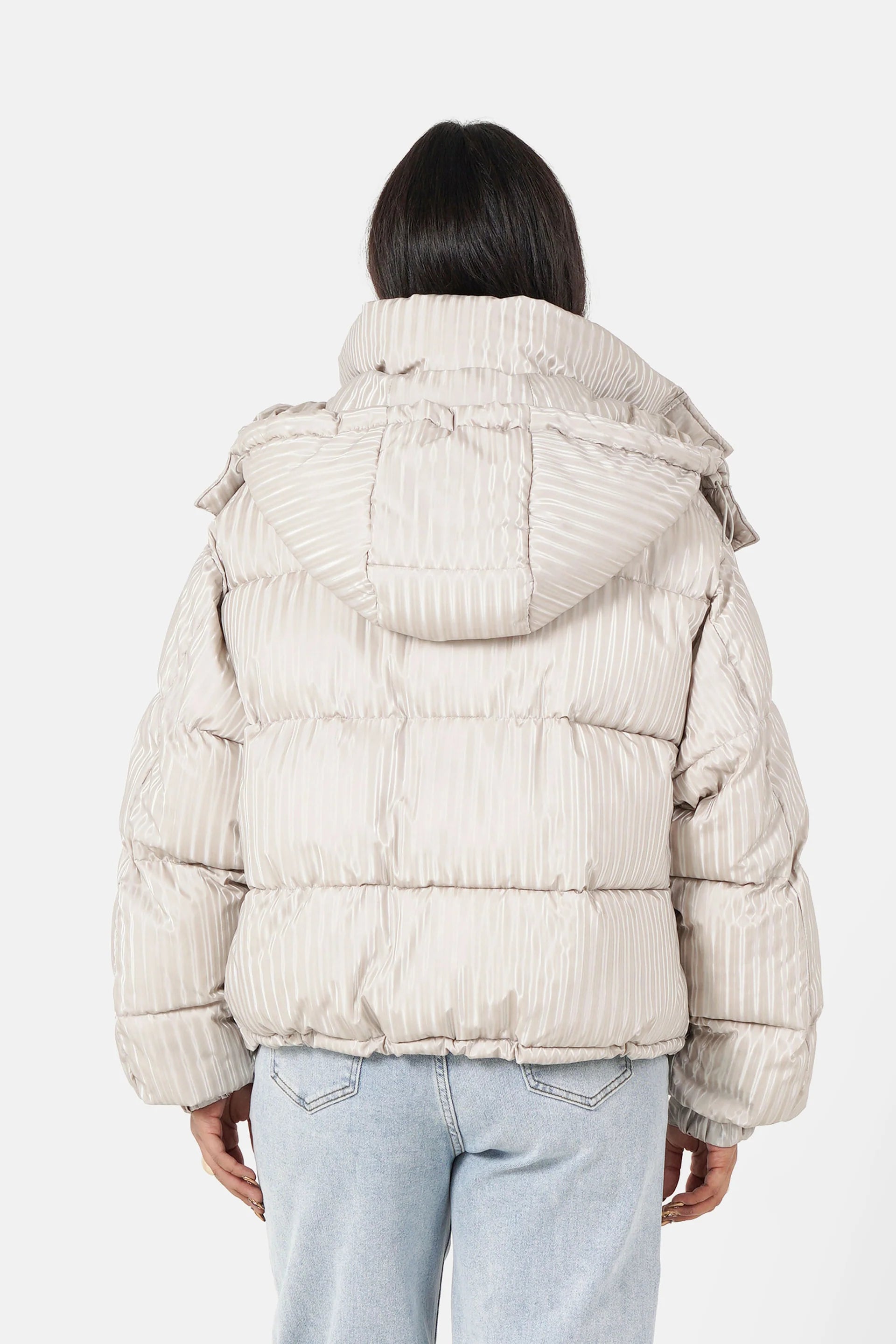 Womens Iridescent Oversized Puffer Jacket with Hood