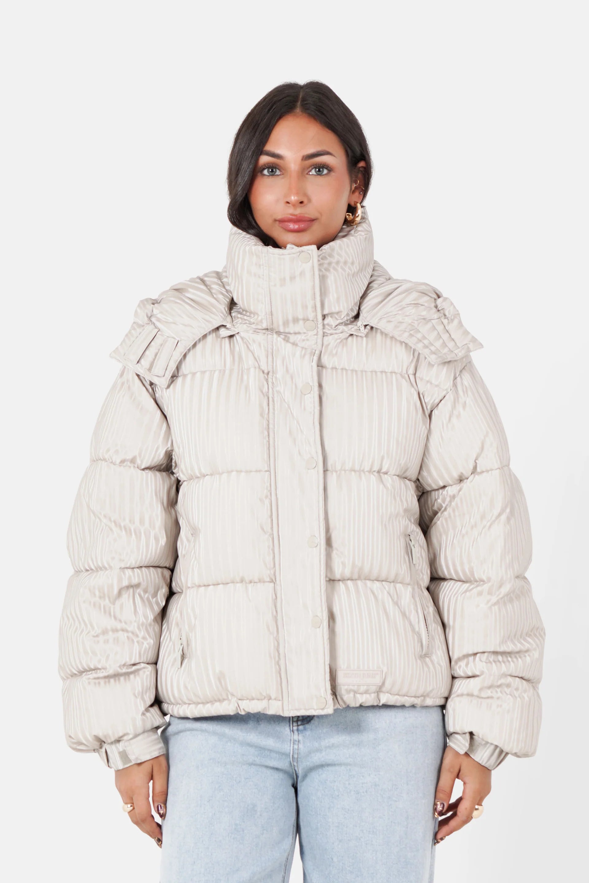 Womens Iridescent Oversized Puffer Jacket with Hood