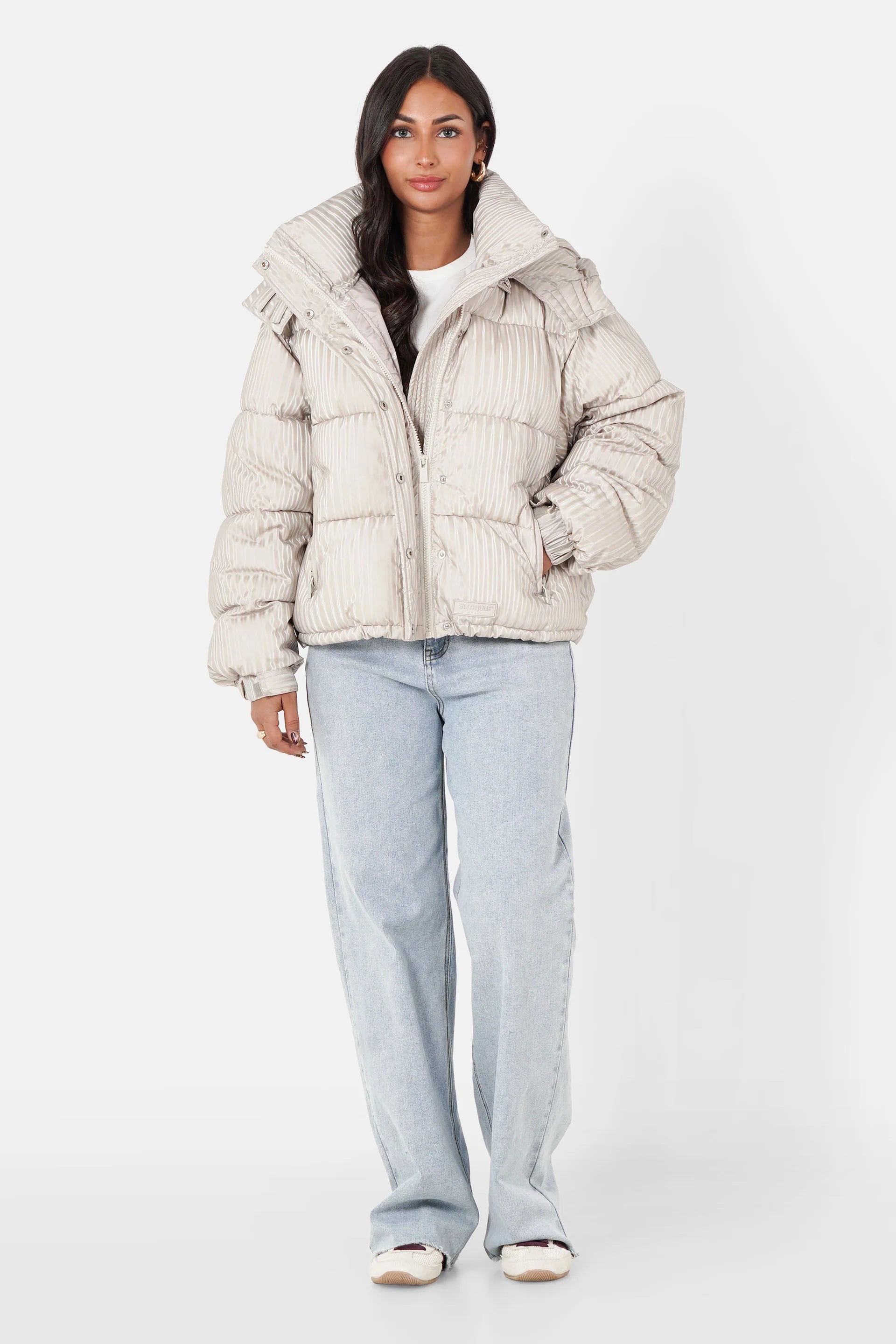 Womens Iridescent Oversized Puffer Jacket with Hood