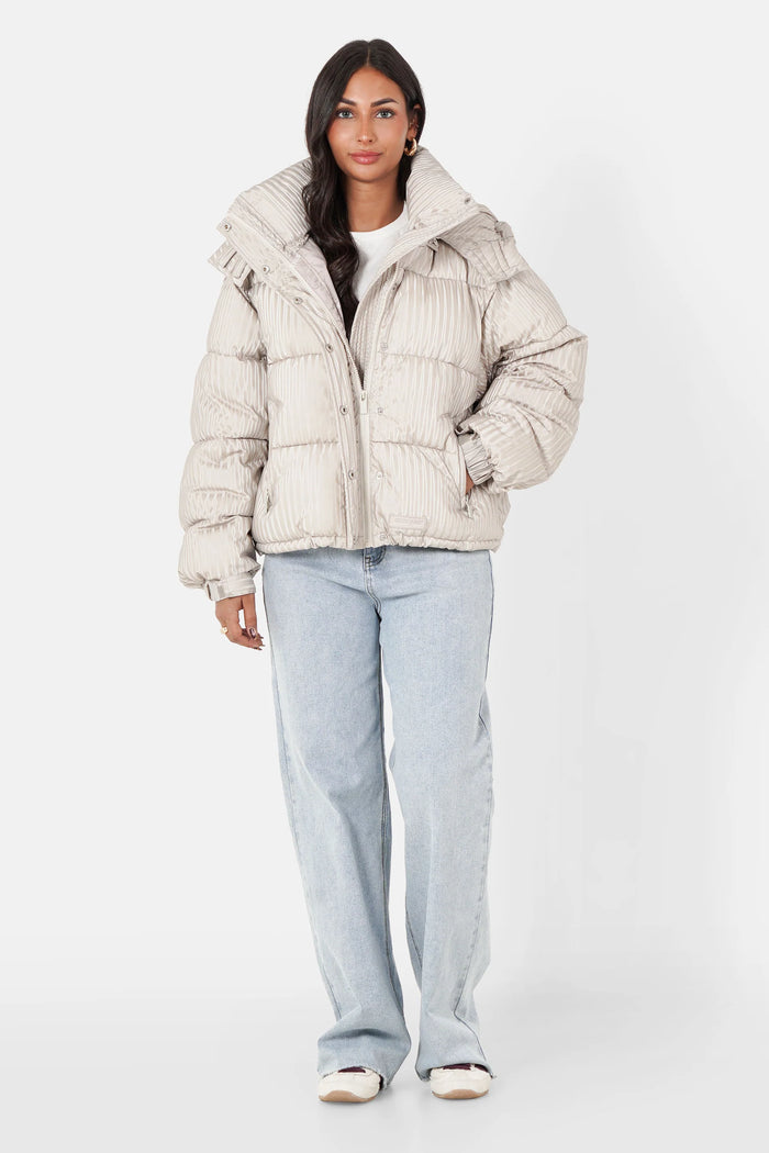Womens Iridescent Oversized Puffer Jacket with Hood