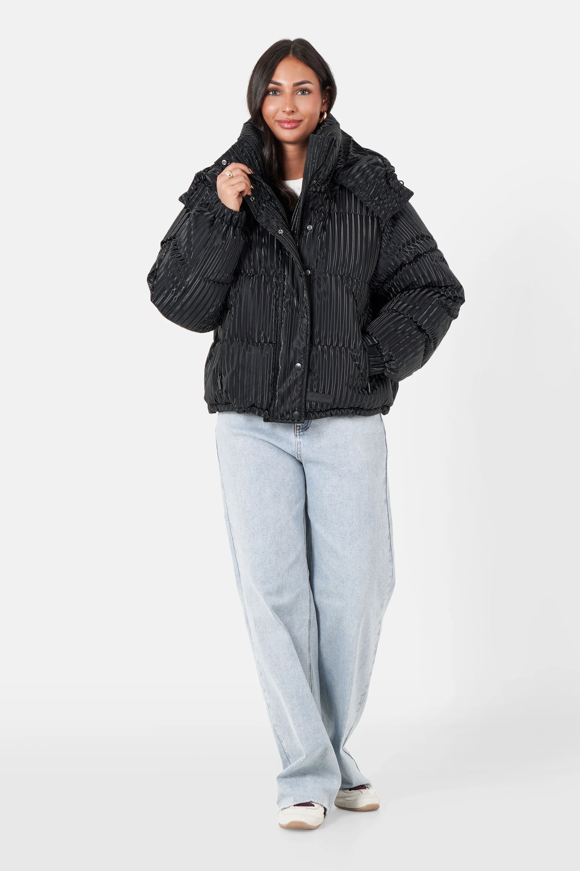 Womens Iridescent Puffer with Hood