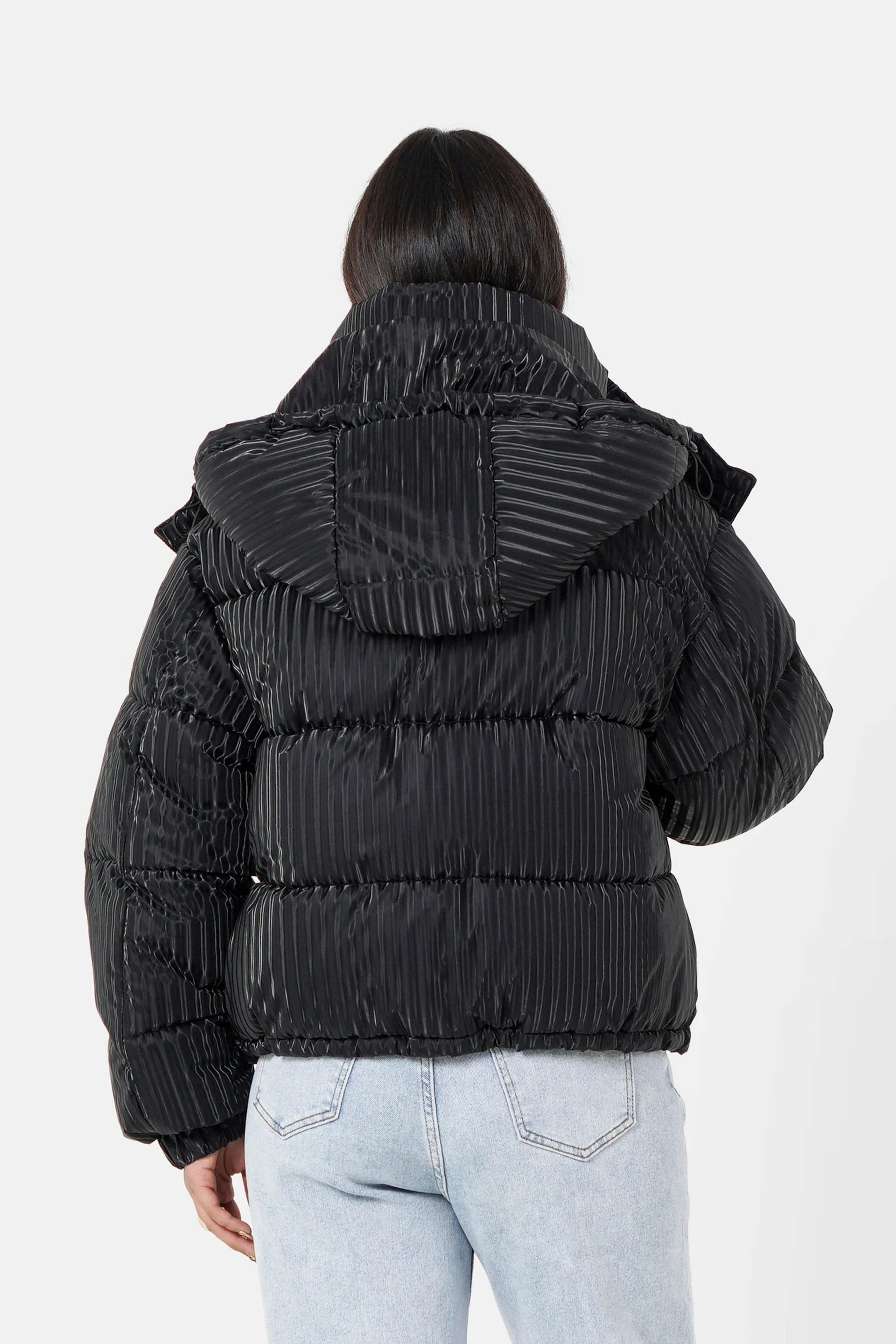 Womens Iridescent Puffer with Hood