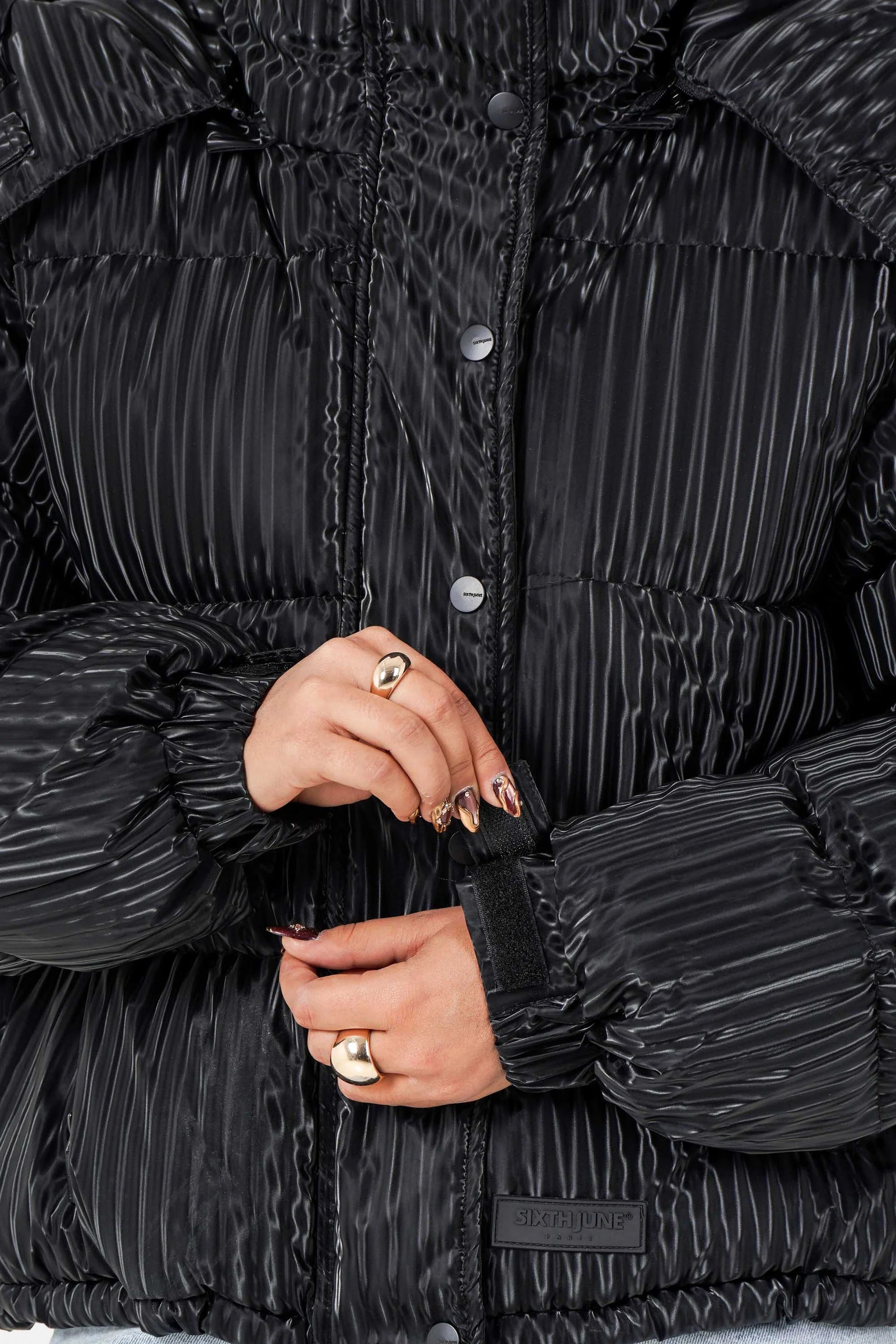 Womens Iridescent Puffer with Hood