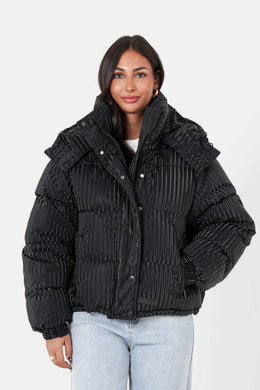 Womens Iridescent Puffer with Hood