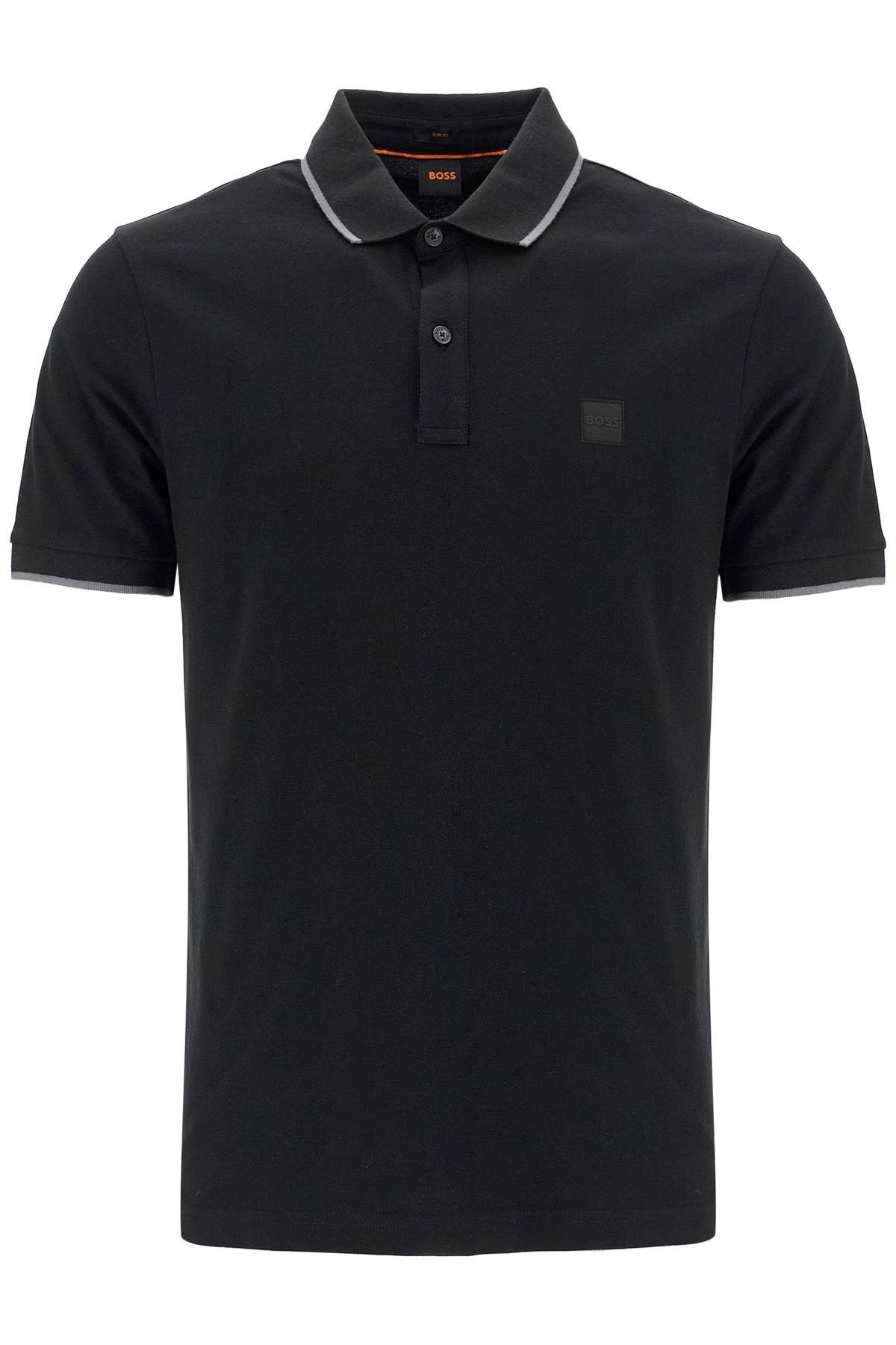 slim fit piqué polo shirt with tipped