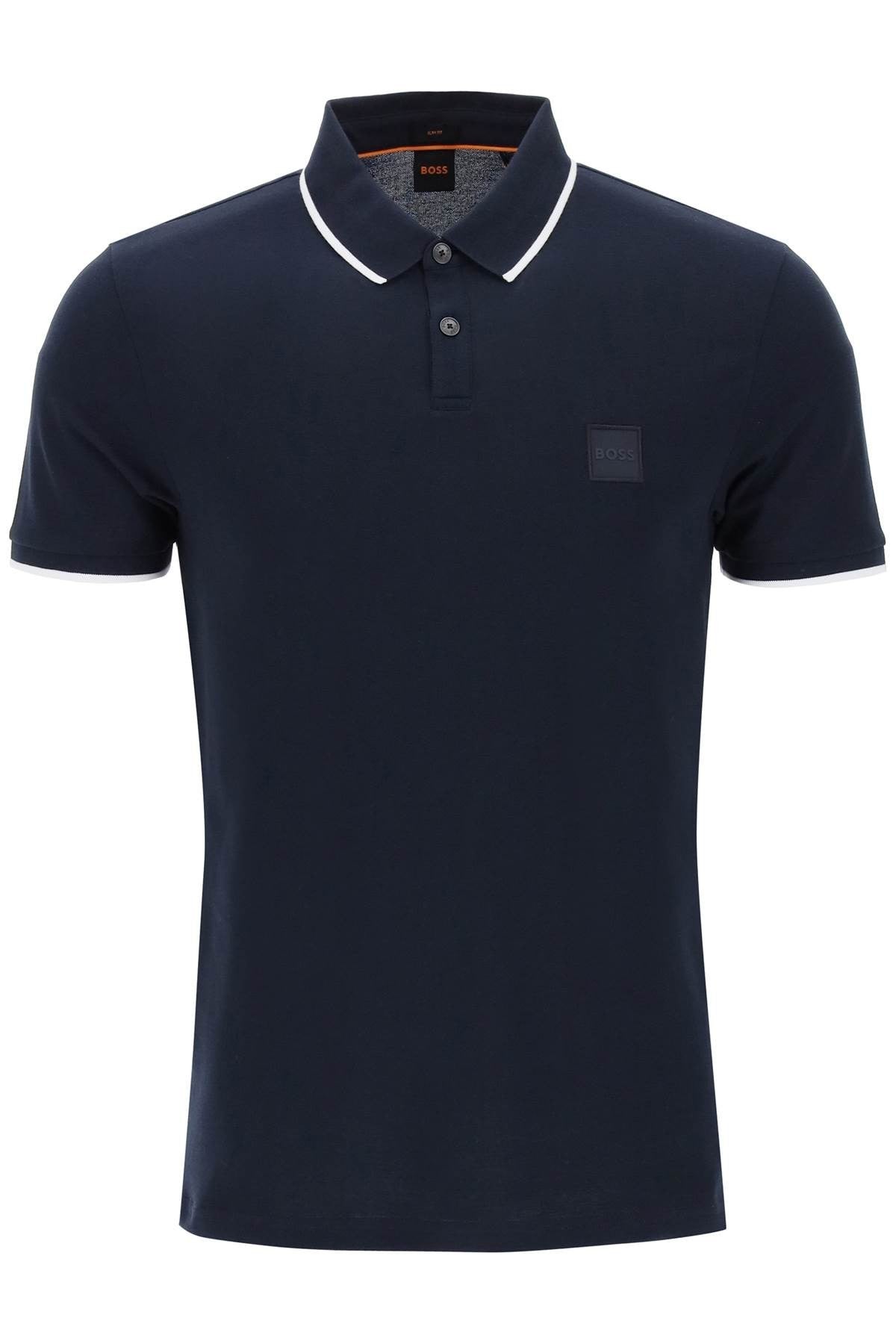 slim fit piqué polo shirt with tipped