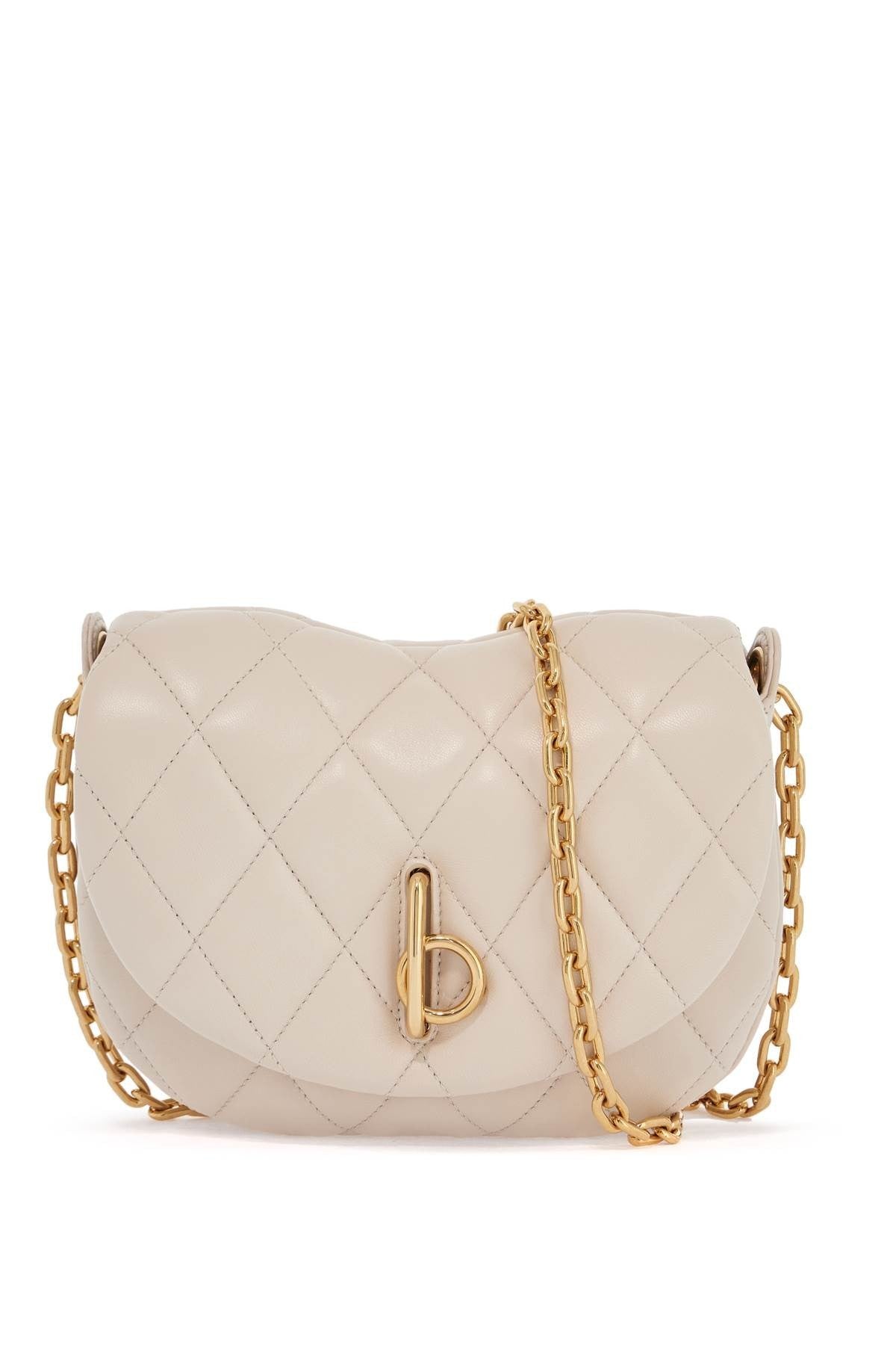 small beige quilted lambskin bag with golden chain