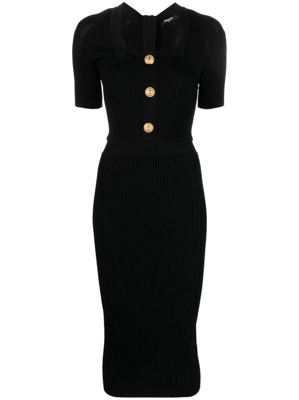 Ss Square Neck Knit Midi Dress