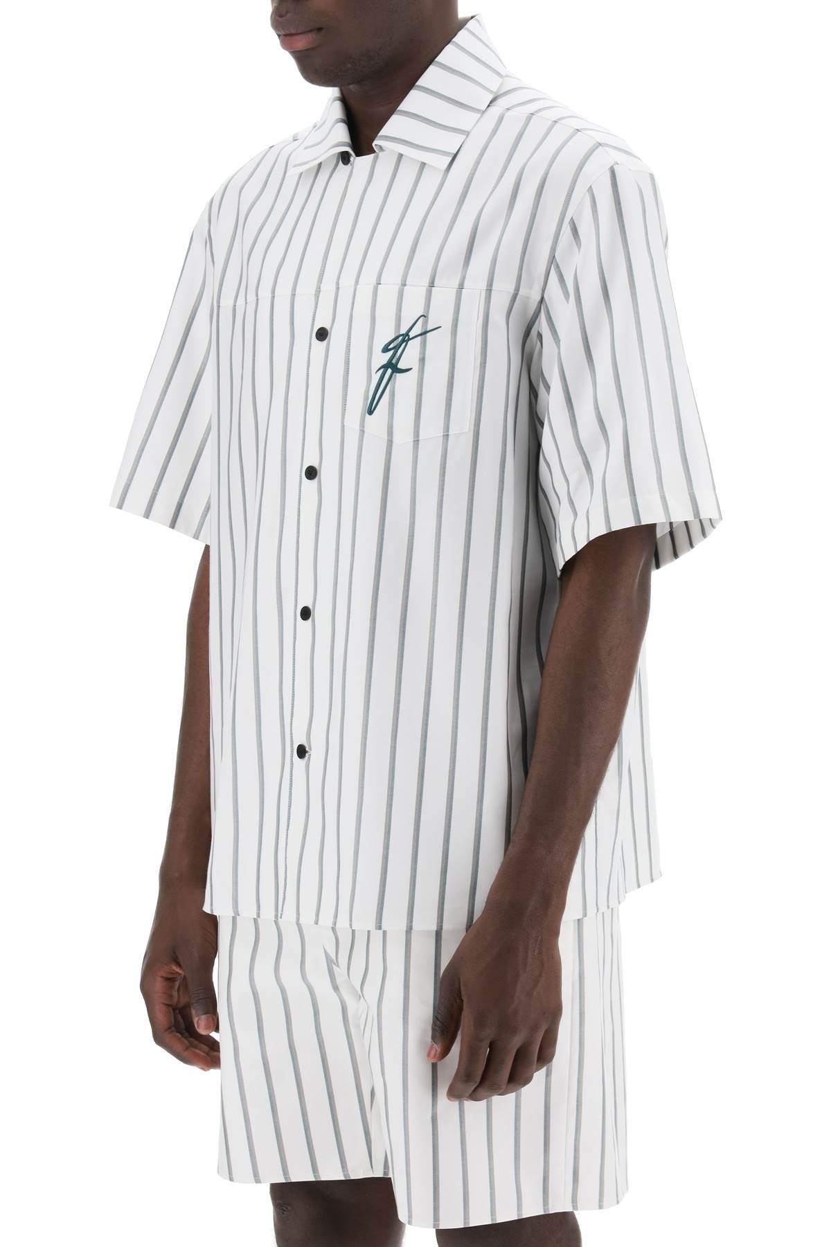 striped bowling shirt with button