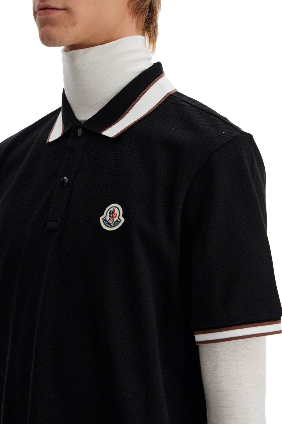 Striped Polo Shirt With Detailed Accents