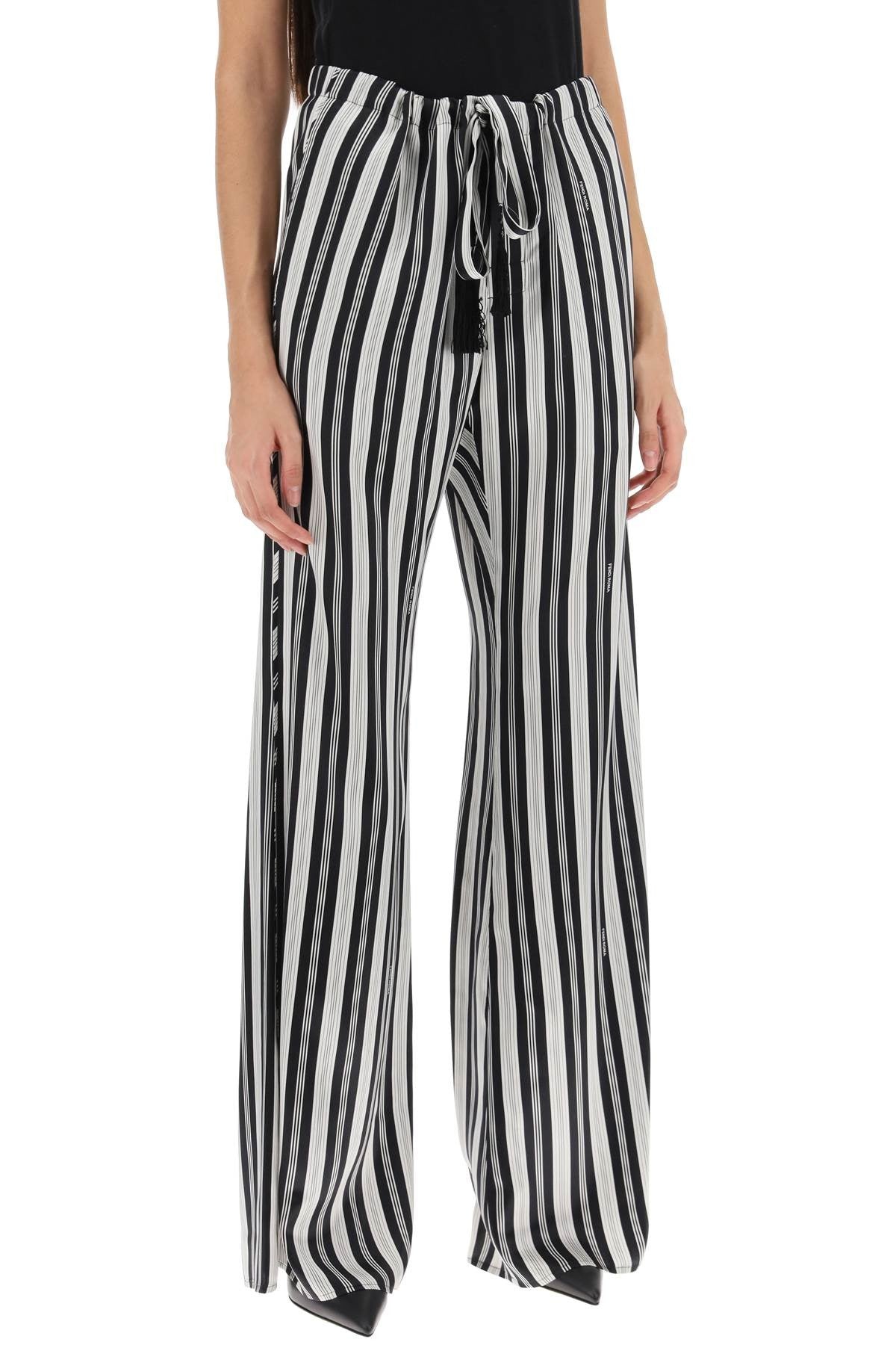 striped silk satin pants