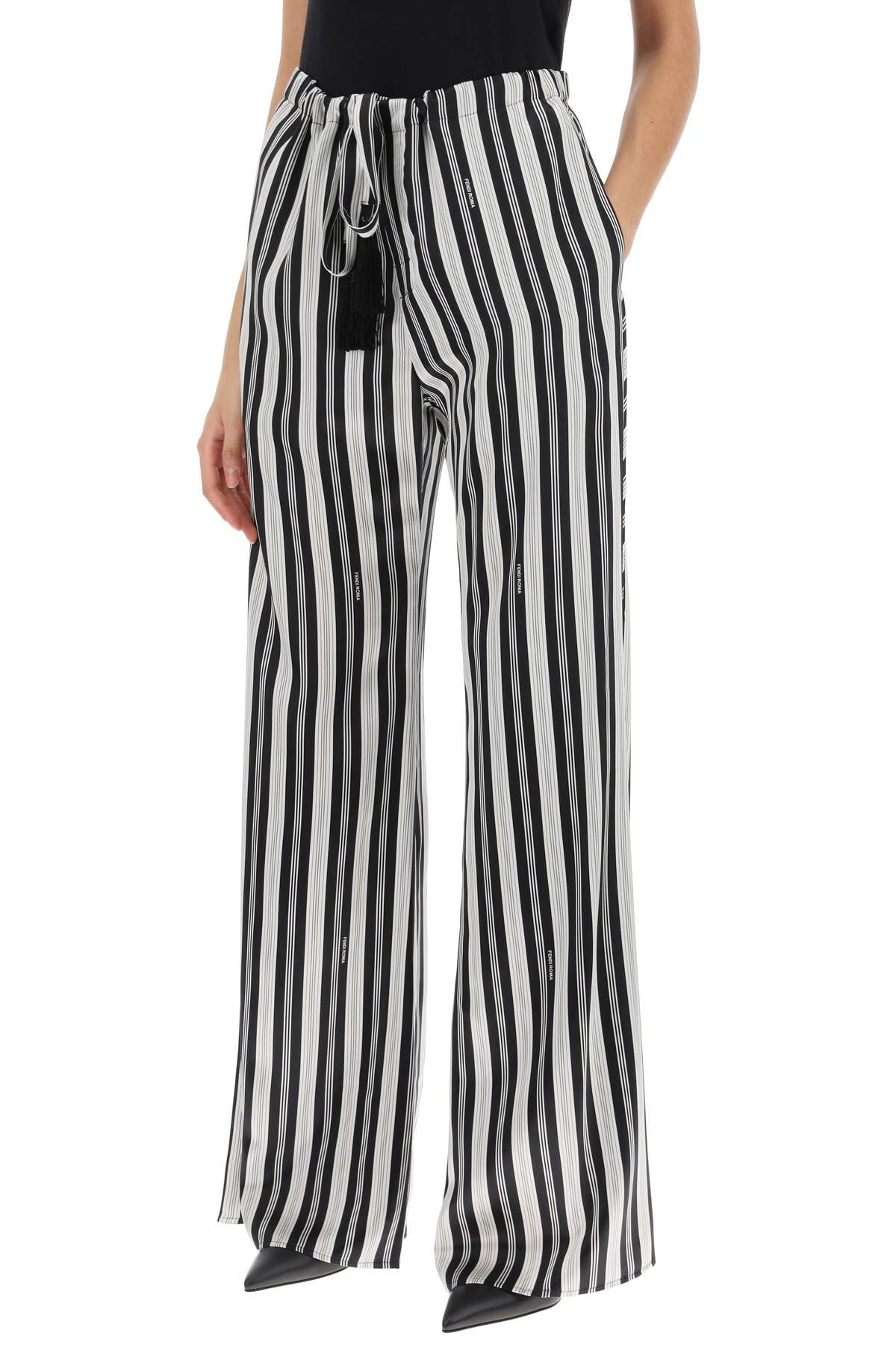 striped silk satin pants