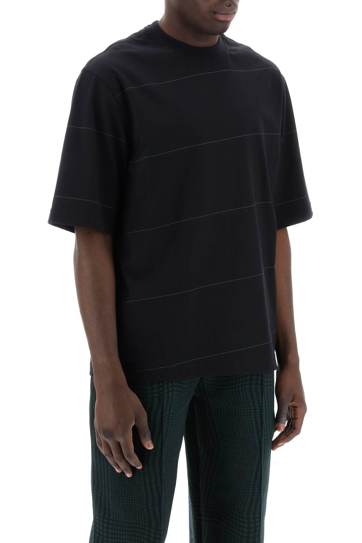 striped t-shirt with ekd embroidery
