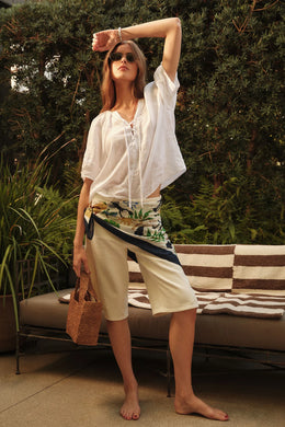 Faeryn Lace-up Linen Top