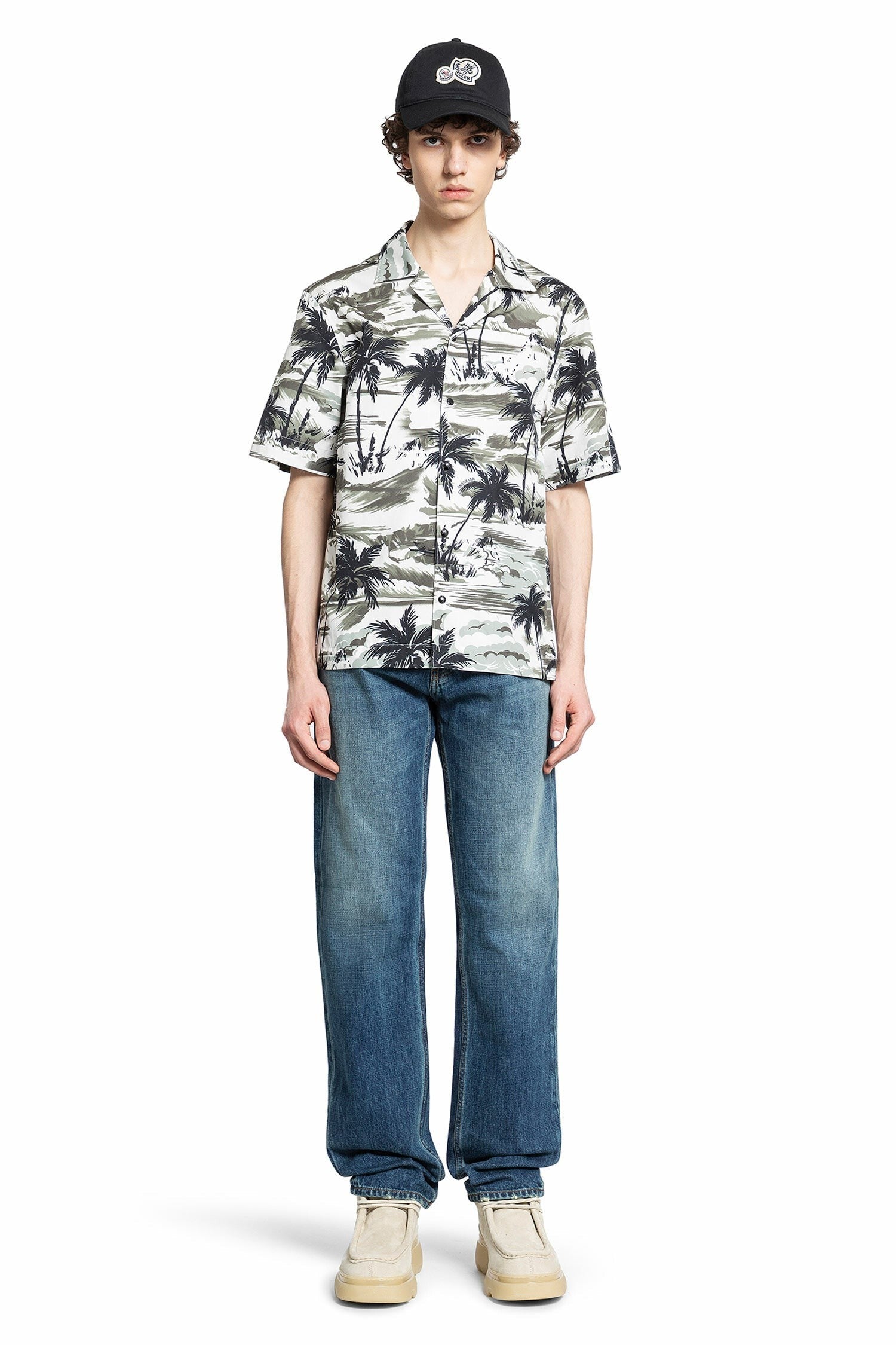 Tropical Palm Print Short Sleeve Shirt