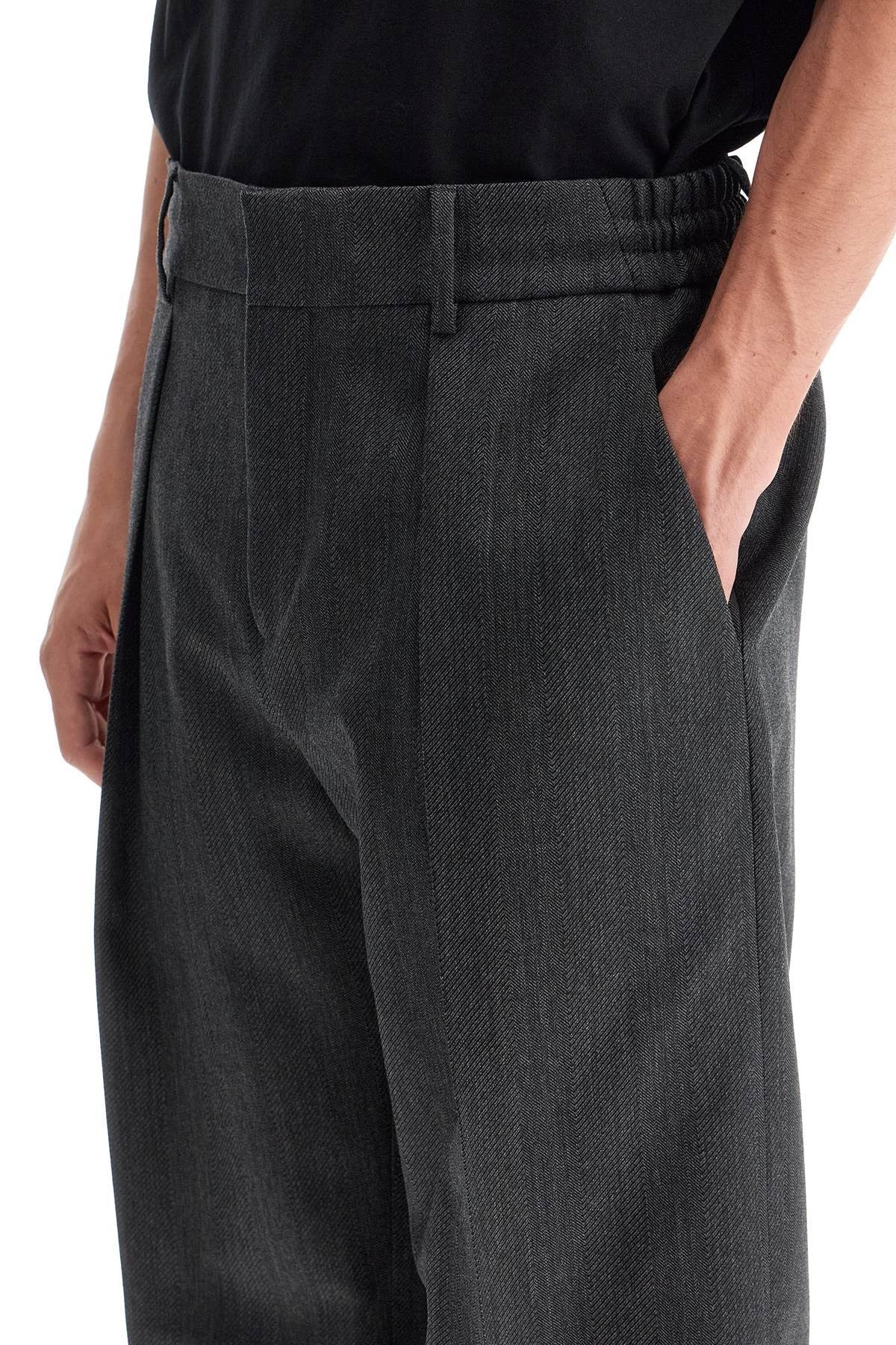wide woolen checked trousers