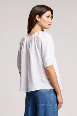 Faeryn Lace-up Linen Top