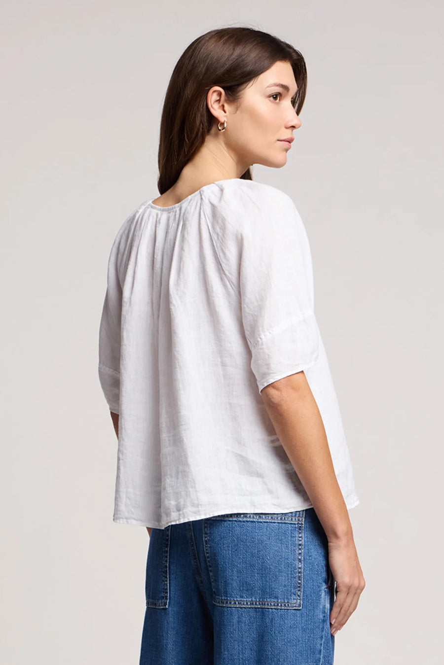 Faeryn Lace-up Linen Top