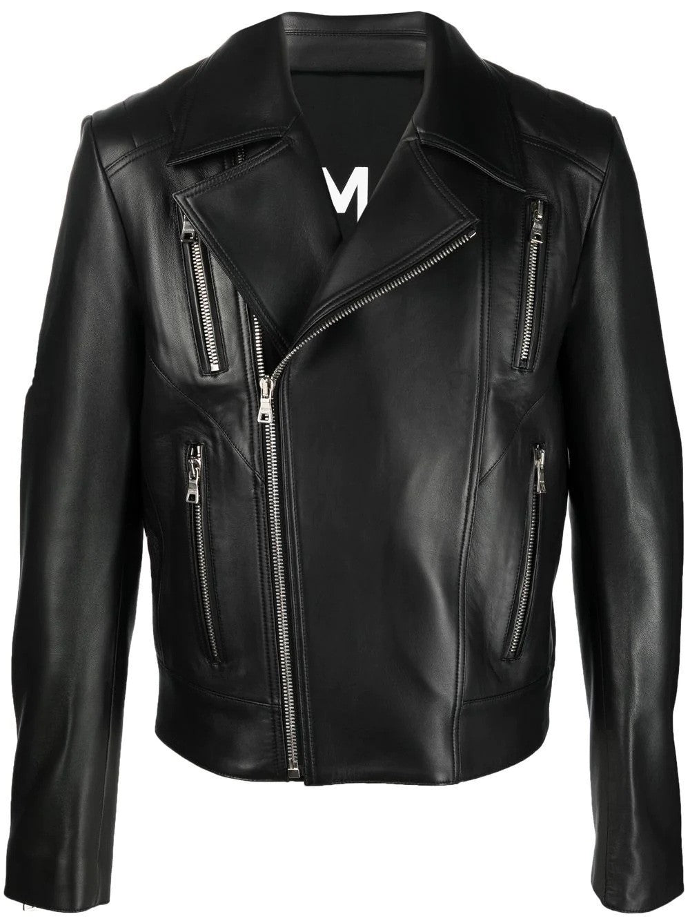 Zipped Leather Biker Jacket